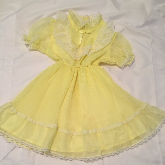 VTG Short Stuff Full Circle Ruffle Pageant Lace Yellow Party Dress Size 5 USA H - Picture 1 of 10